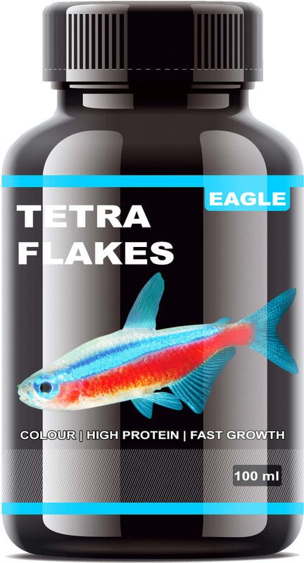 EAGLE Tetra Flakes 100ML |Colour| High Protein| Fast Growth 0.1 kg Dry New Born, Adult, Young, Senior Fish Food