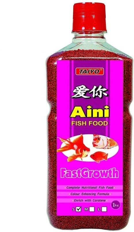 TAIYO Aini Hi-Red Fish Food Suitable for all tropical fish food with powerful color enhancing formula 1 kg Dry New Born, Adult, Young Fish Food