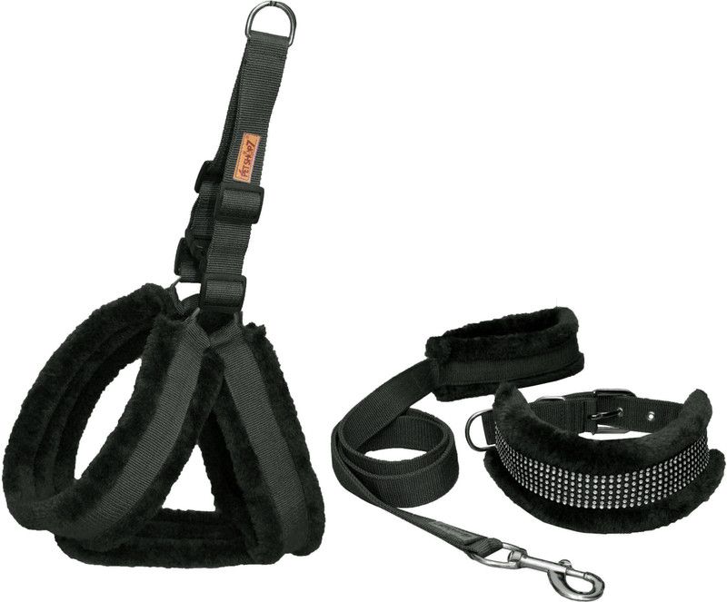 Petshop7 Dog Harness & Leash  (Extra Large, Black)