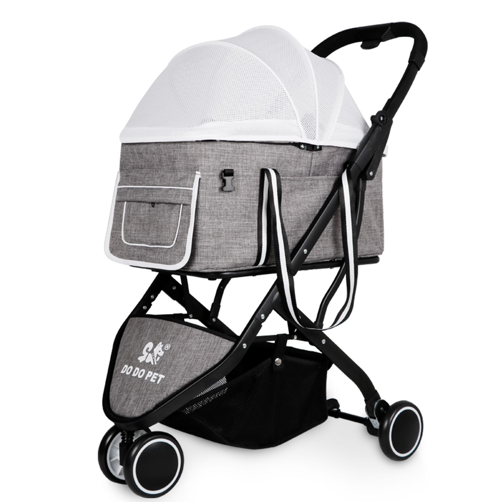 Pet Gear Stroller with Convertible Compartment Split Type Basket 1-Key Foldable Frame 360° Rotation Front Wheel Cat Dog Travel Stroller dog accessories