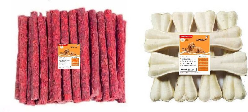 SAWAY Saway Dog Healthy Pressed Chew Bone 6 Inch 500gr,Rawhide Mutton Munchy Stick (Red) 500gr (Pack of 1kg) Beef, Mutton Dog Chew  (1 kg, Pack of 1)