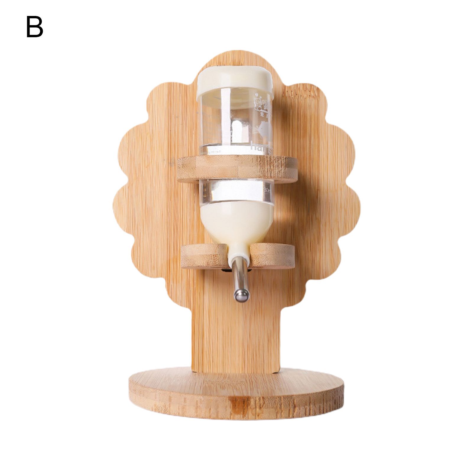 Brket Drinker Long Lifespan Bamboo Wood Stand Water Feeder