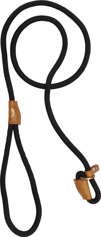 VamaLeathers British Style Slip Leash with Adjustable Stopper - Nylon Rope with Leather Trimmings - Hand Crafted - Length - 5 Feet (Including Loop), Thickness - 1 Cm 5 Feet Dog Cord Leash  (Black)