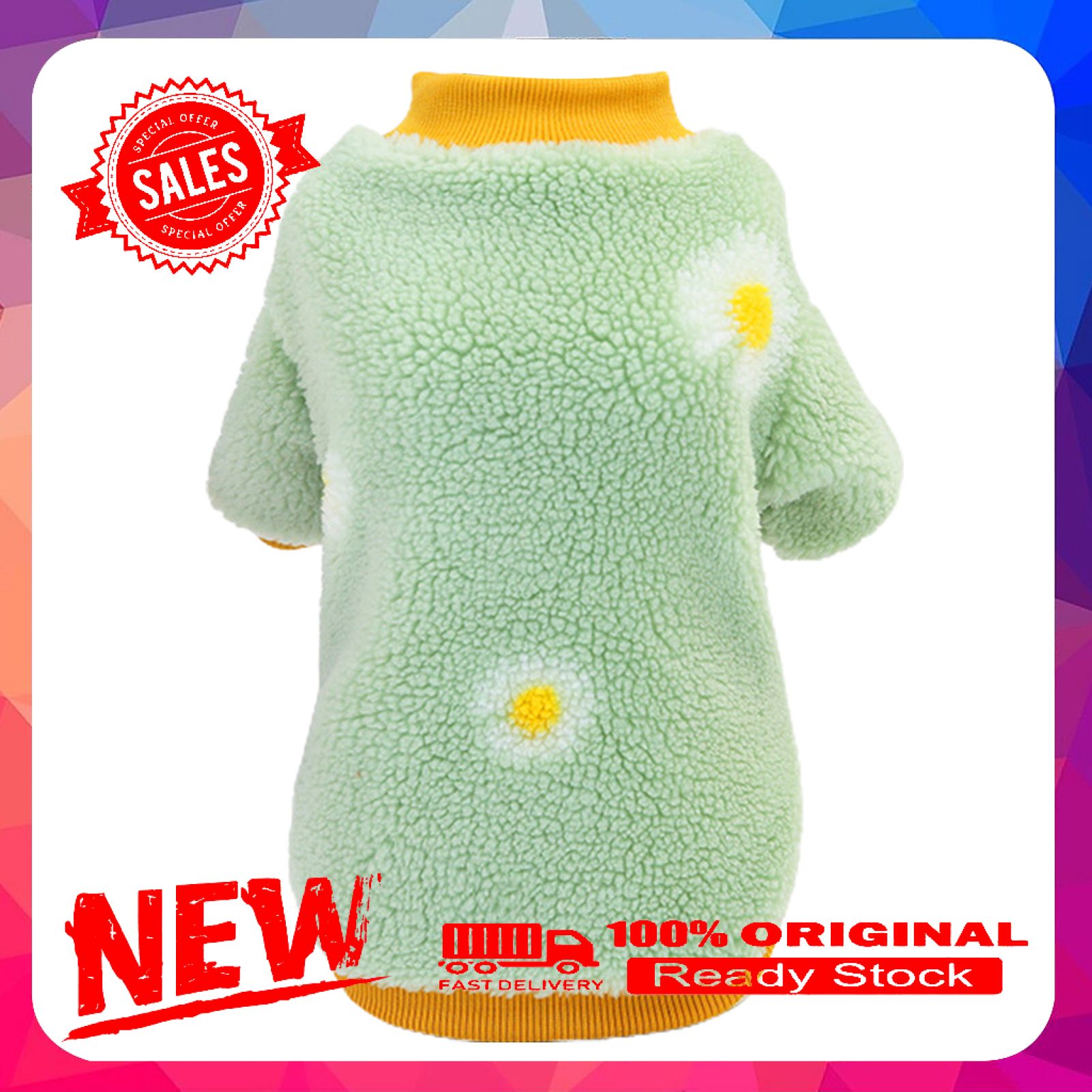 Pet Apparel Flower Pattern Keep Warmth Adorable Pet Dogs Coat for Winter