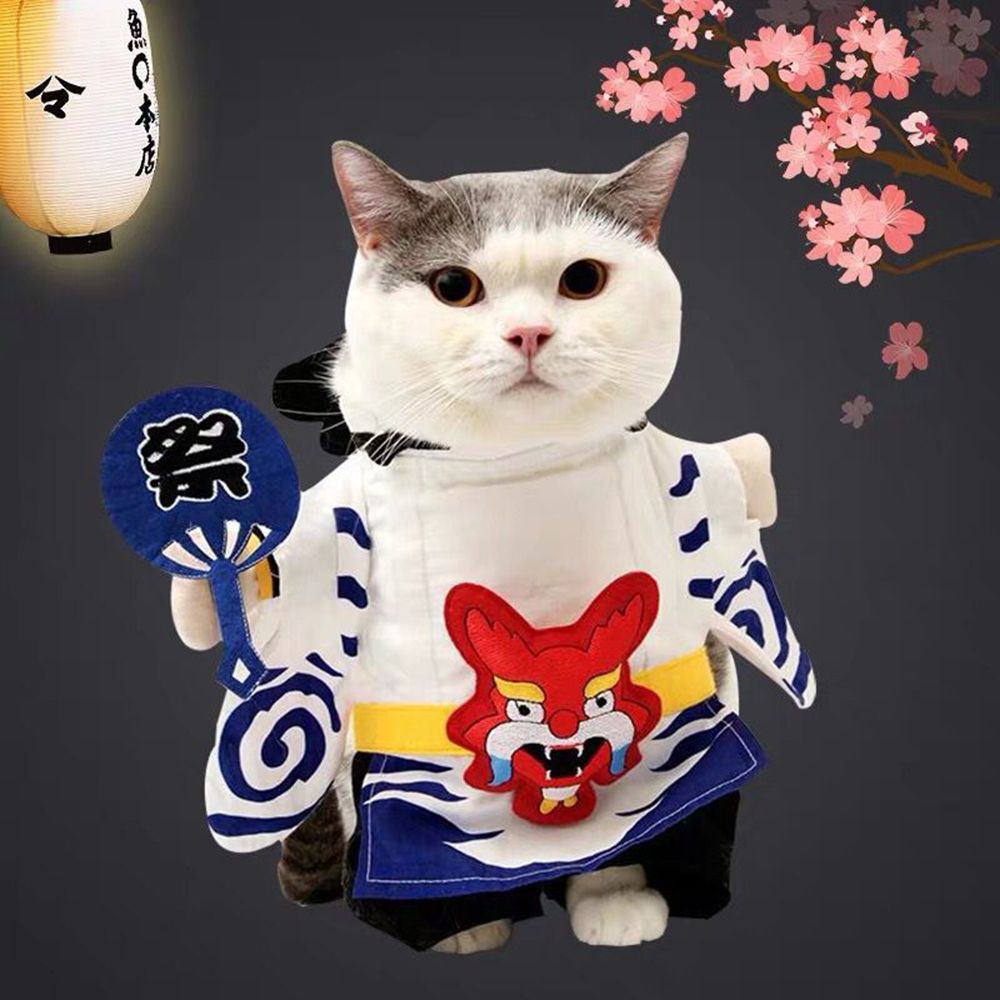 Japanese Onmyoji-style Pet Costume Suit for Small to Medium Dog Cats Cartoon Anime Pet Prop Cute Suit Pet Clothes Costume Apparel for Dog Cats Theme Parties Daily Wear Gift