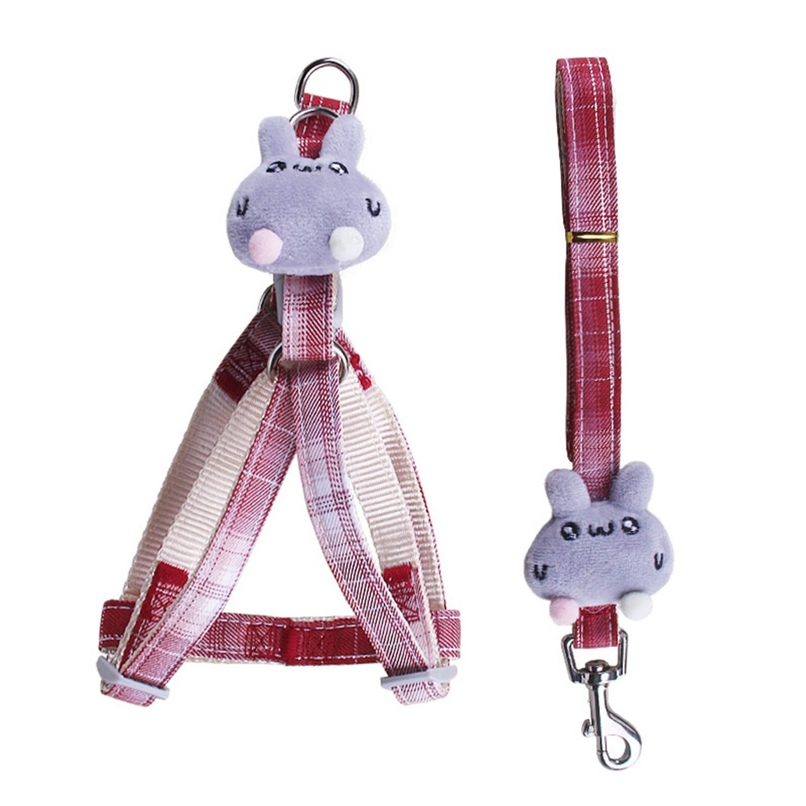 Pet Trtion Rope Plaid Pattern Pet Harness Trtion Leash Set