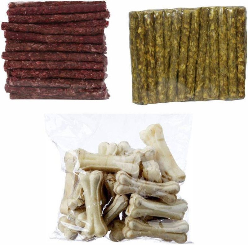 SAWAY Healthy Munchy Sticks Chicken Flavour 250gm, Mutton Flavour 250gm, 3inch Press Bone 250gm pack of 3 (750 gm) Chicken Dog Chew  (0.75 kg, Pack of 1)