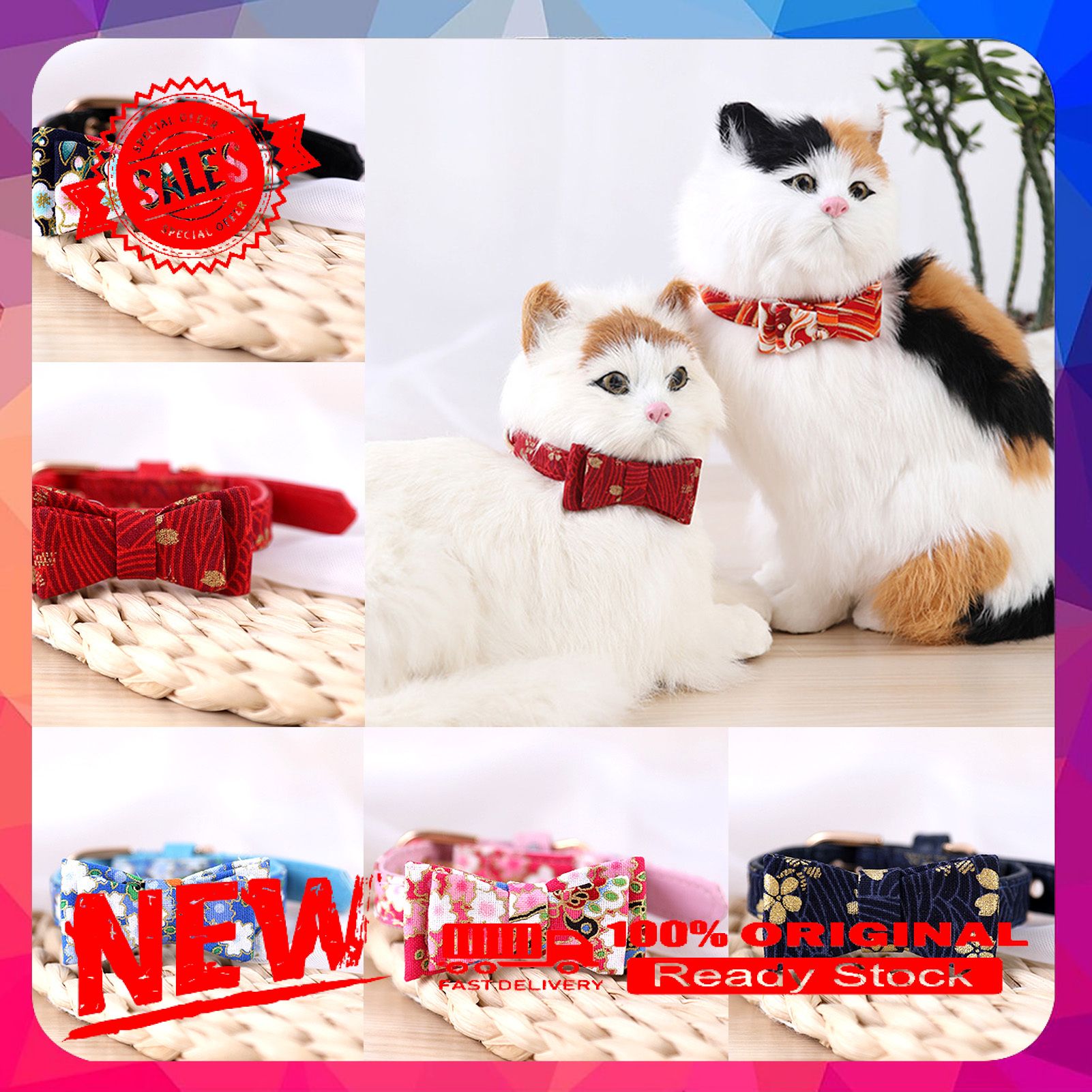 Miss cherry Cat Collar Bowknot Decoration Necklace Adjustable Kitty Neck Strap Pet Supplies