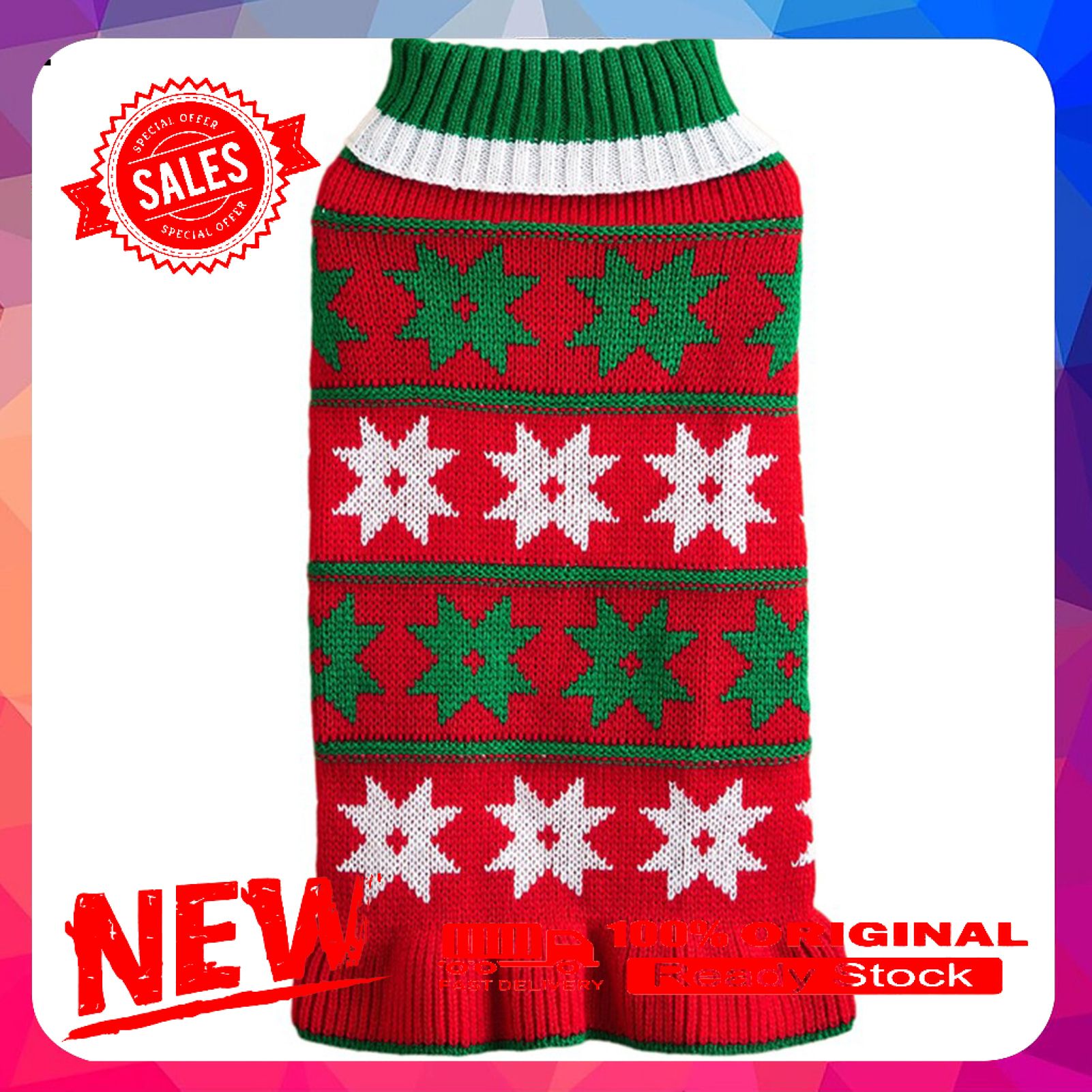 Pet Sweater Dress Warm High Collar Dot Print Dog Knitted Princess Dress Clothing for Christmas