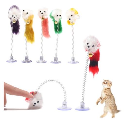 1Pcs 20 x 10cm False Plastic Feather Mouse Pet Bottom Sucker Elastic