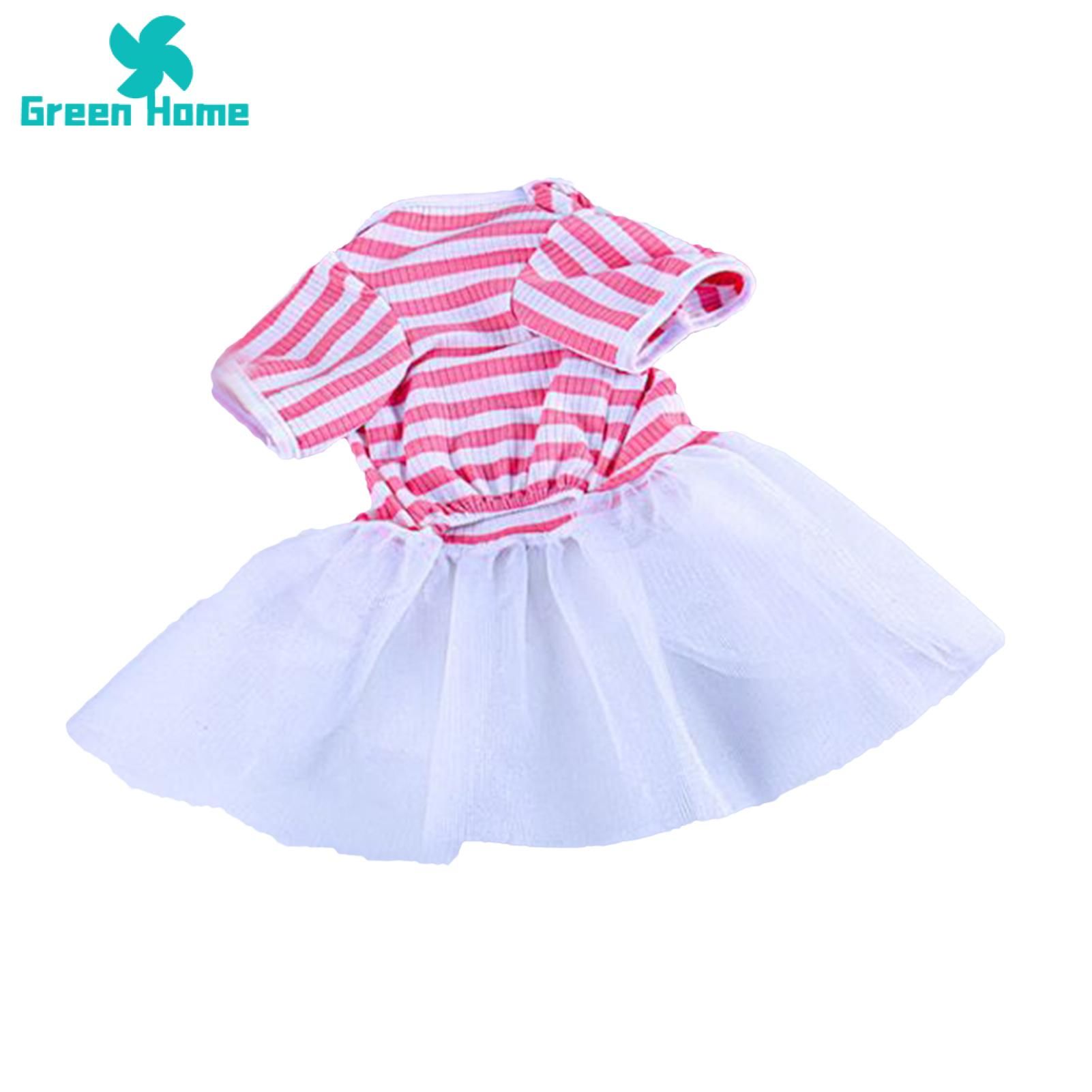Green Home Pet Skirt Fadeless Summer Puppy Striped Tulle Princess Tutu