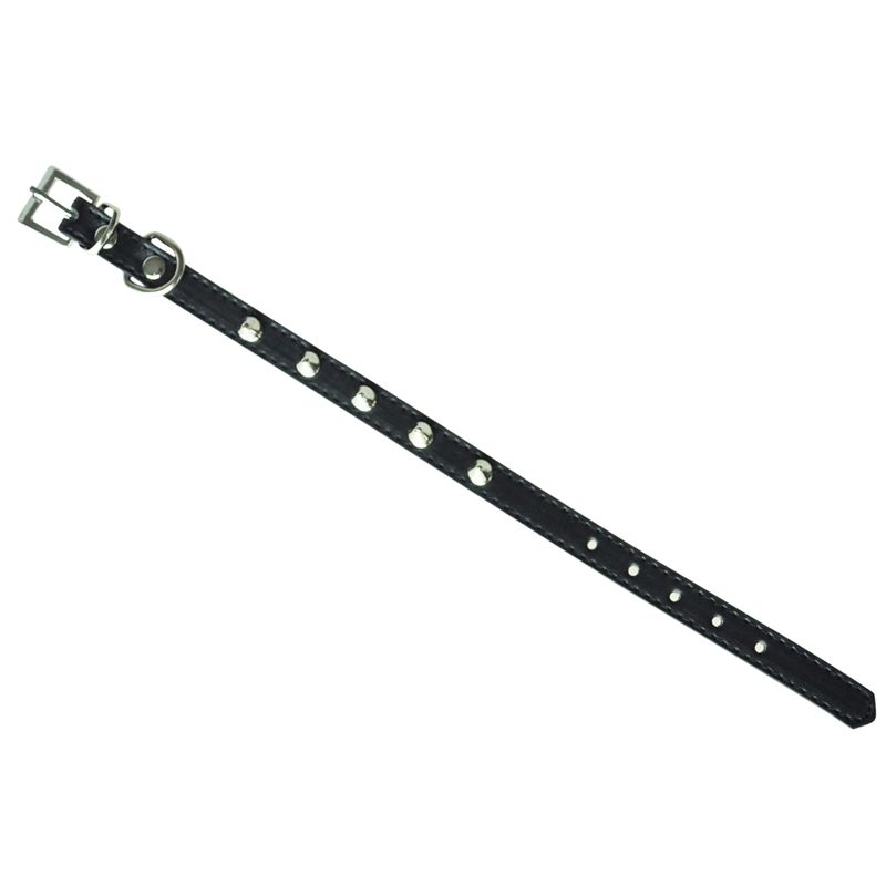 Black PU Leather Dog Collar Pet Collar Punk rivet hole adjustable XS
