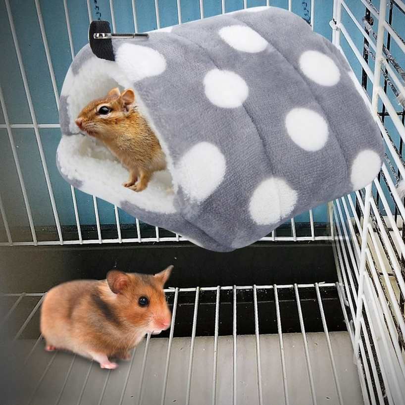 Pet Hanging Bed Gray Big Dot Flannel Shu Velveteen Hamster Warm Hammock House Accessory for Small Pets