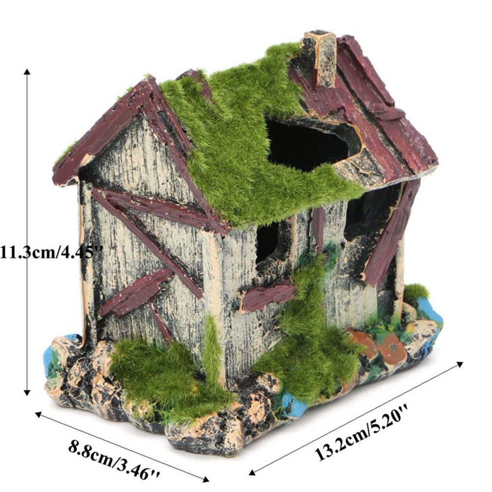 Aquarium Decoration ulation Rockery Resin Crafts Shelter House for Fish Bowl Landscaping