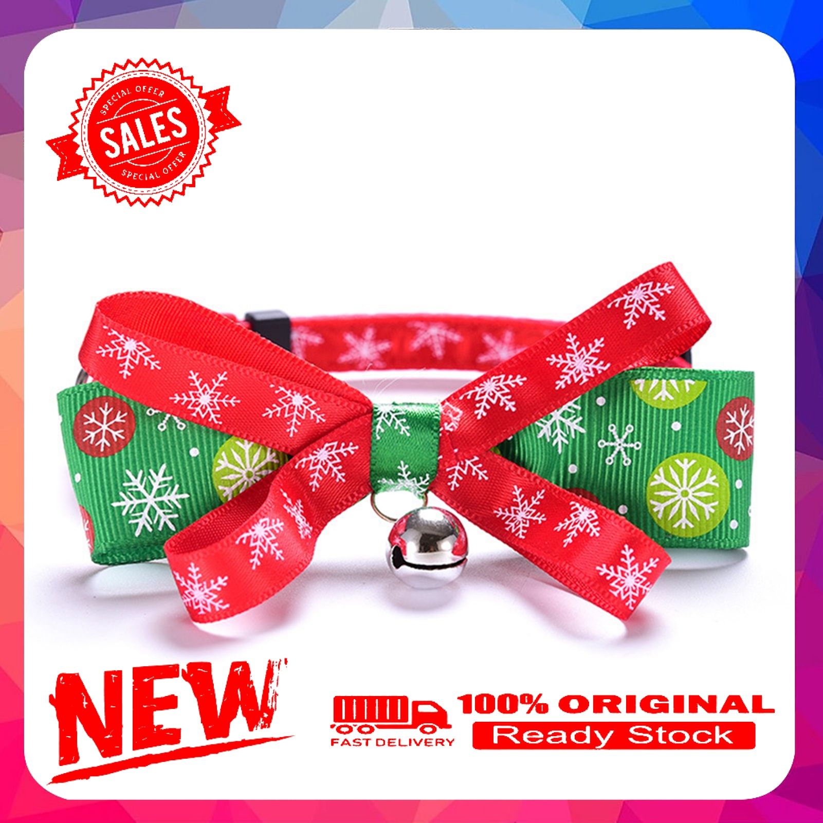 Miss cherry Cat Dog Christmas Snowflake Detachable Adjustable Pet Bell Collar Neck Strap