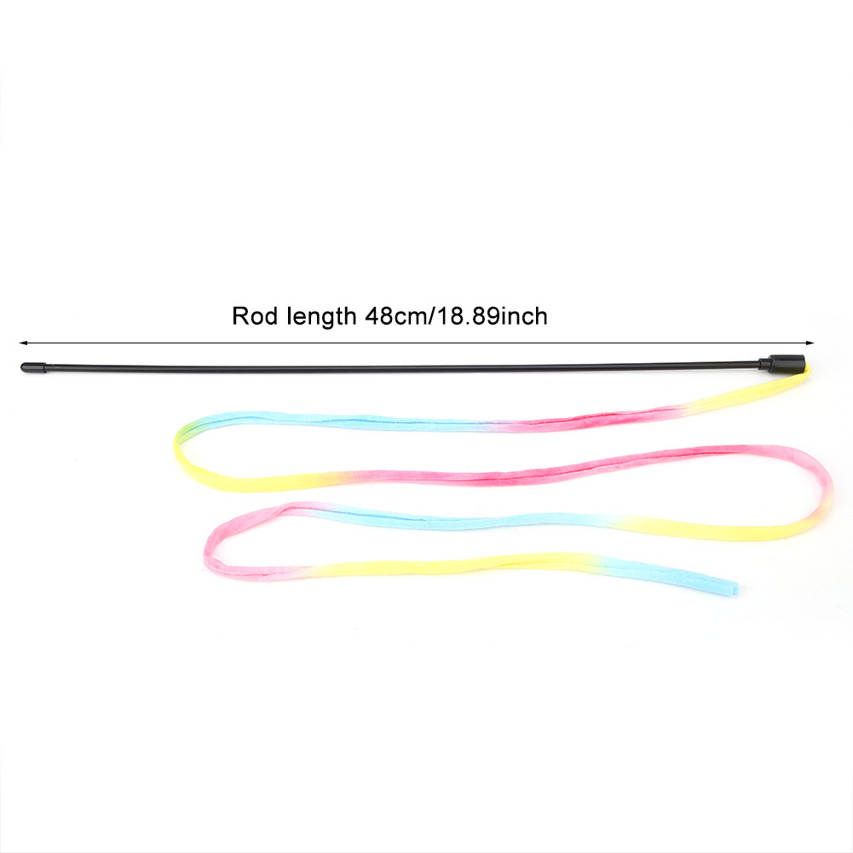 Cat Rainbow Strip Cloth Teaser Stick Chaser Interactive Toy Funny Kitten Pet Play