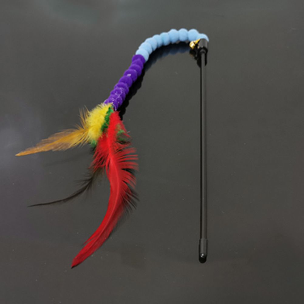 Plush Short rod Hairy  Ball  String Funny  Stick oy  Chewer Pet Supplies color:Pink een specification:Full length 61CM