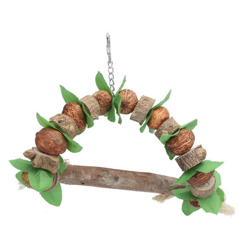 Parrots Toy Bird Swing Wooden Chewing Biting Climbing Hanging Toys Pet Cage Accessory