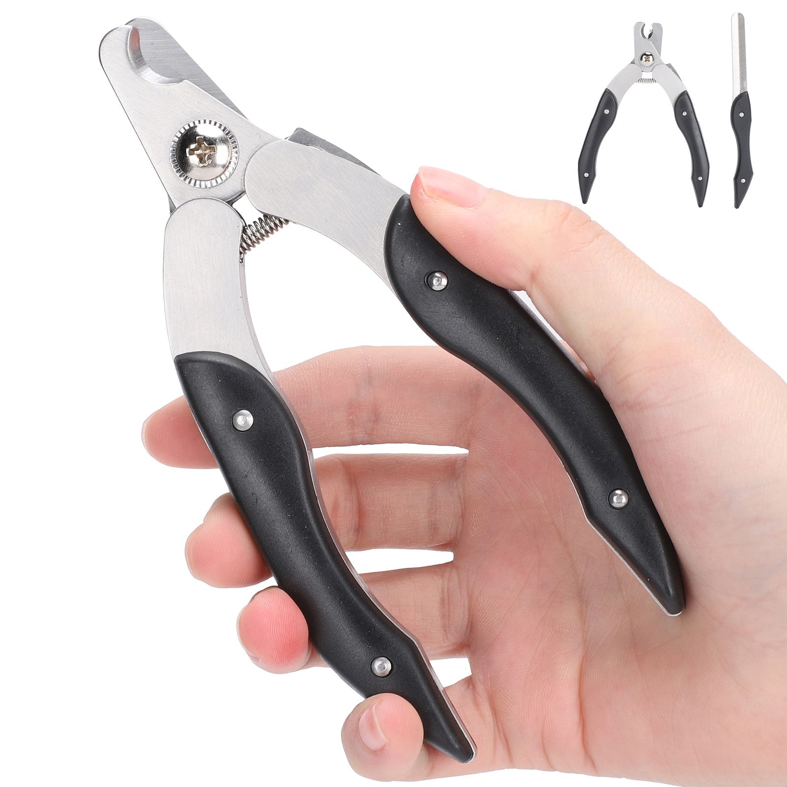 Himeng La Pet Nail Clipper Trimmer W/File Claw Care Cutter Non Slip Handle Stainless Steel for Dogs Cats