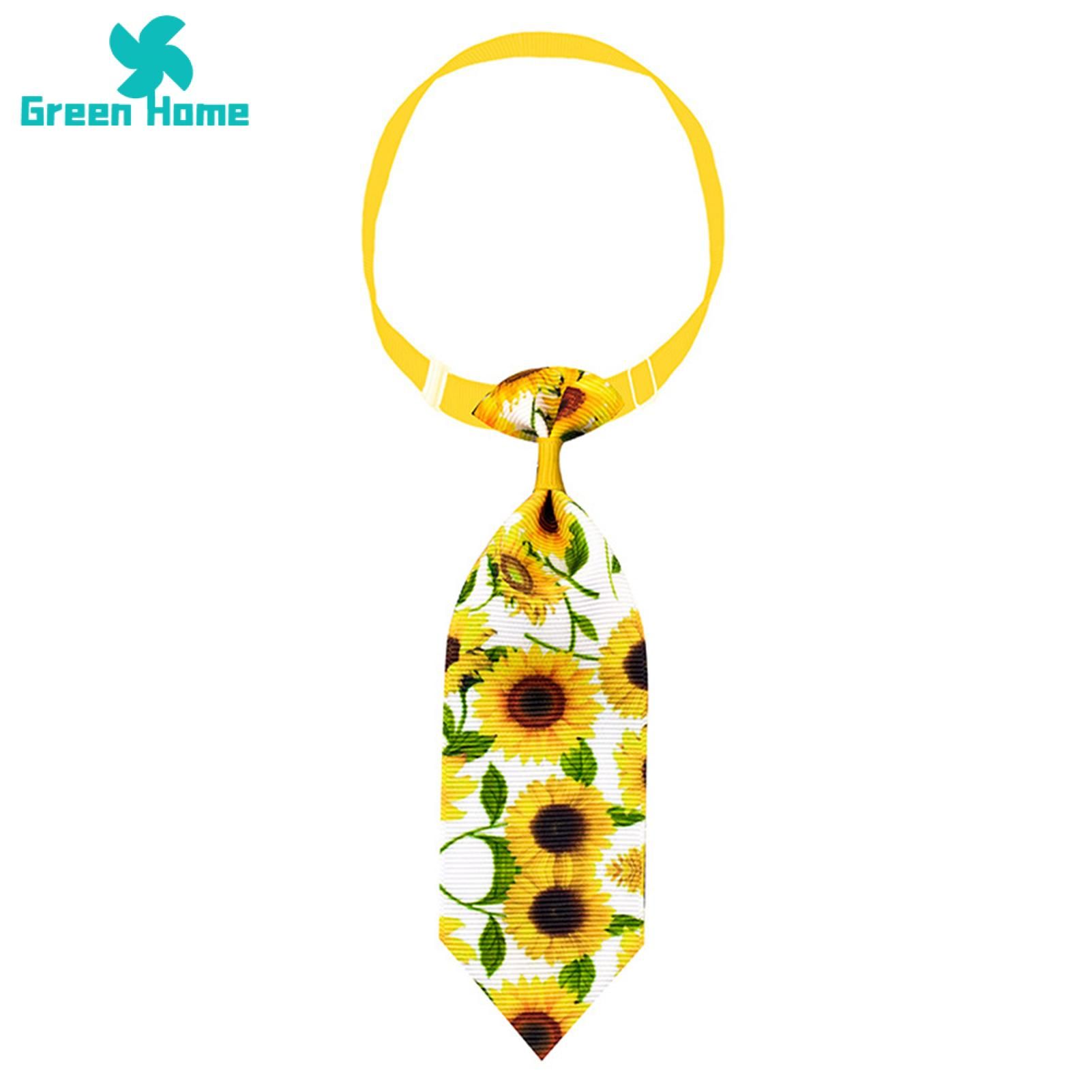 Green Home Pet Bow Tie Skin-touch Sunflower Print Pet Bowtie Puppy Collar