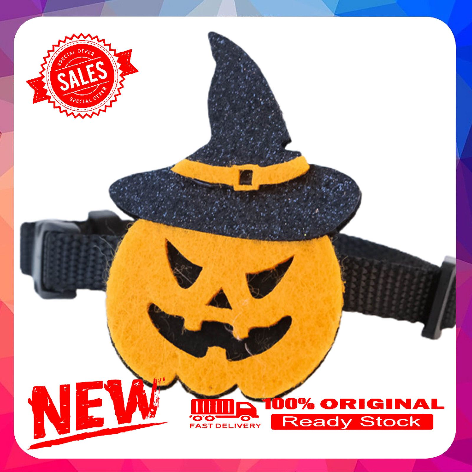 Miss cherry Cat Collar Pumpkin Bat Pattern Pet Cosplay Safe Buckle Breakaway Cats Dogs Collar for Festival