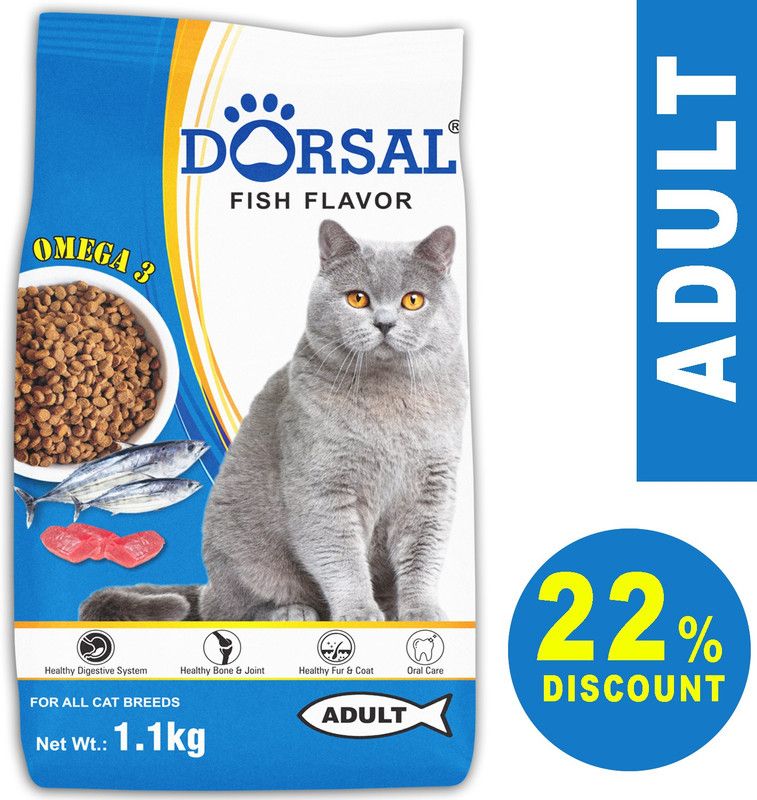 DORSAL CAT FOOD-(High Quality) Fish 1.1 kg Dry Young, Senior, Adult Cat Food