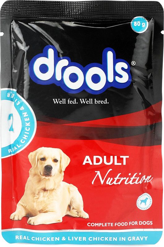 Drools Real Chicken & Liver Gravy Chicken 0.375 kg (15x0.03 kg) Wet Adult Dog Food
