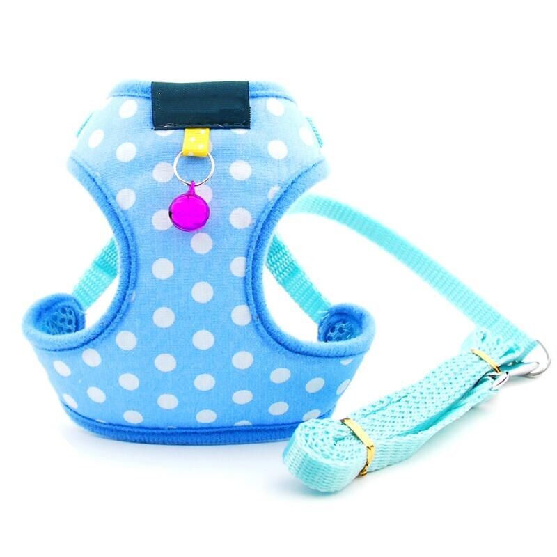 Harness and leash set for & Candy Color Soft Protection  Vest-style Chest S With BellCute Design Lead for Puppy