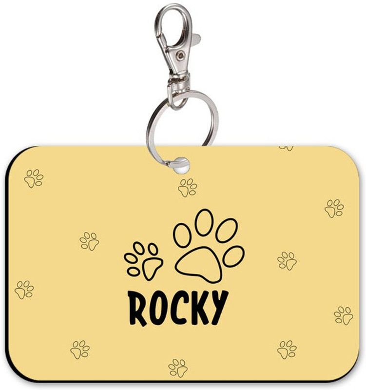 SKY TRENDS Bone Shape Collar Locket/Pendant for Dogs & Puppy -1981 Info Engraved Dog Collar Charm  (Beige, Rectangle)