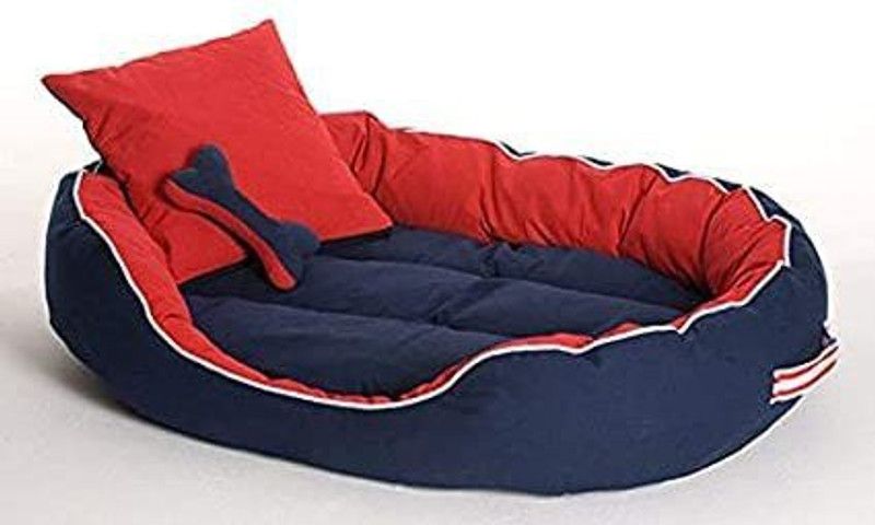Ashok enterprises Dog Bed & Cat Bed Ultra Soft Blue& Red Reversible with 2 Extra Pillows. (S) XL Pet Bed  (Red/Blue)