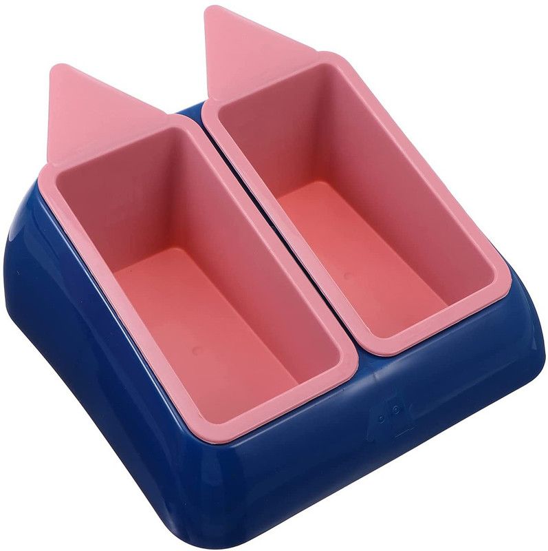 Emily Pets Square Plastic Pet Bowl  (2.5 ml Pink)