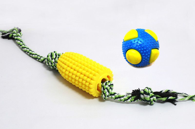 MODERN GIANTS Dog toys, Sound ball, Corn Rope toy, for aggressive chewers, premium quality ,for large and small dogs, Rubber Chew Toy, Ball, Tough Toy, Tug Toy For Dog
