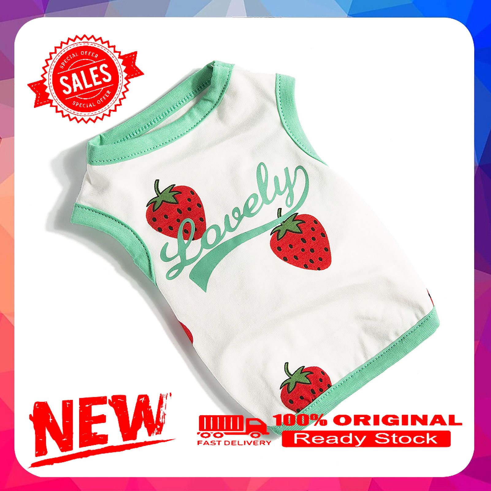 Vist Fox Dog T-shirt Cute Printing Sweat-absorbent Cotton Puppy Two-legged Vest for Summer