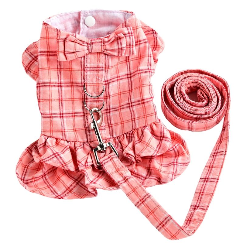 Harness Plaid Teddy Puppy Cute Dress Harness for Pets W/ Leash