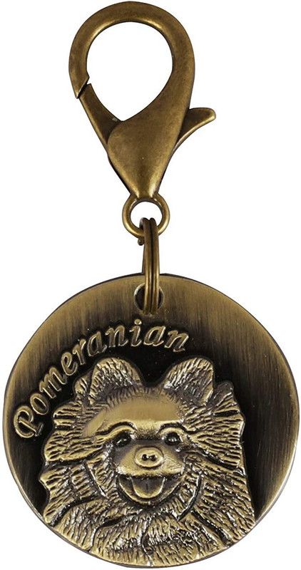 Emily Pets Antique Look Bronze Identity Collar Memorial Tag Cum Pendant for Dog (Pomeranian) Embellished Dog Collar Charm  (Gold, Round)