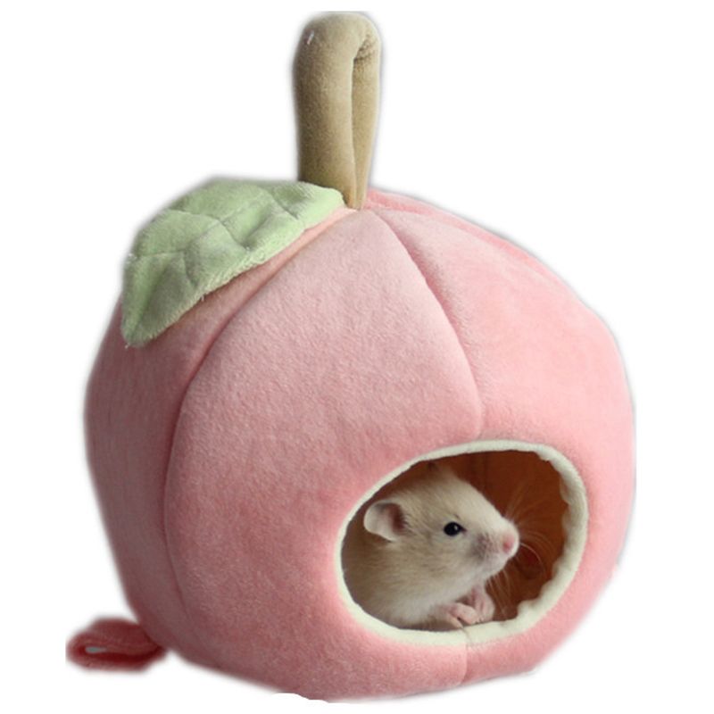 Hamster House Cute Apple   Warm Small Animal Bed Hamster Toy Hamster Bed-Pink