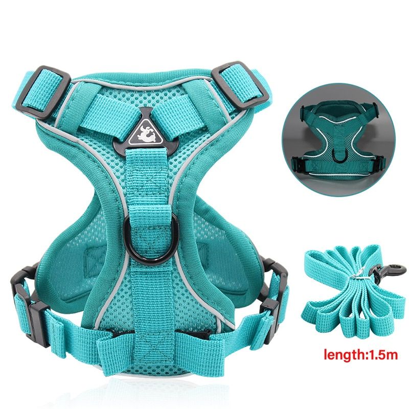 Harness No Pull Reflective s Harness Puppy Vest with 1.5M  Leash Blue For Small s s Pet supplies