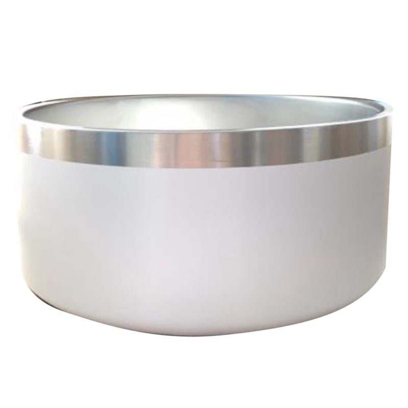 32Oz Multifunctional Stainless Steel Pet Bowl, Round Non-Slip Dog Plate, Cat Rice Bowl, Feeder, Drinking Bowl-White