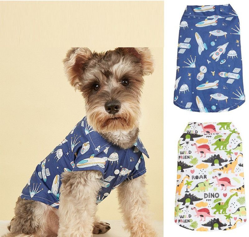 KUTKUT T-shirt for Dog, Cat  (Blue, Multicolor)