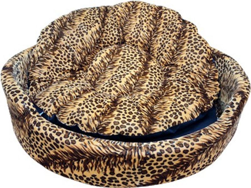 Flipkart Perfect Homes Studio Dotted Printed Round Dog | Cat bed Foam Soft velvet XXL Pet Bed  (Gold)