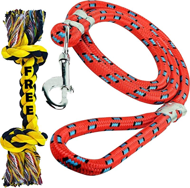 YOUHAVEDEAL Premium Nylon Plain Dog Leash Strong Hook with Rope Toy, 22 MM Dog Leash 152 cm Dog Strap Leash  (Multicolor)