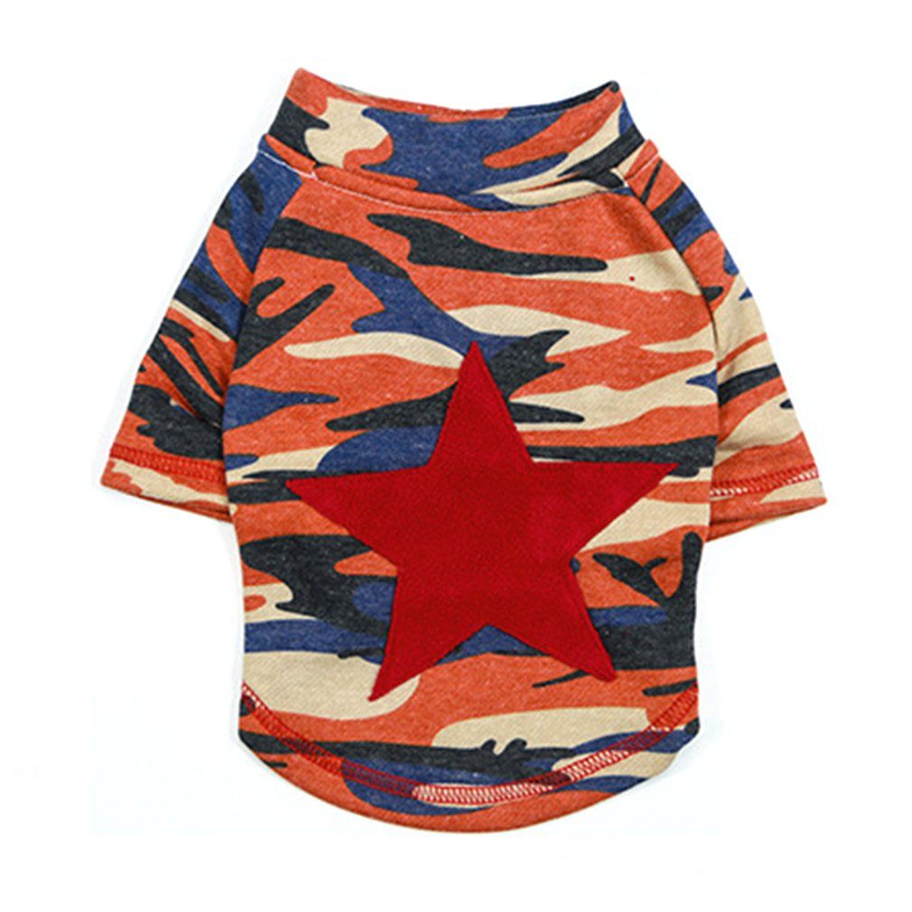 Spring Summer Dog Shirt Camouflage Cotton Pullover Shirt Pet Dog Clothes Red L