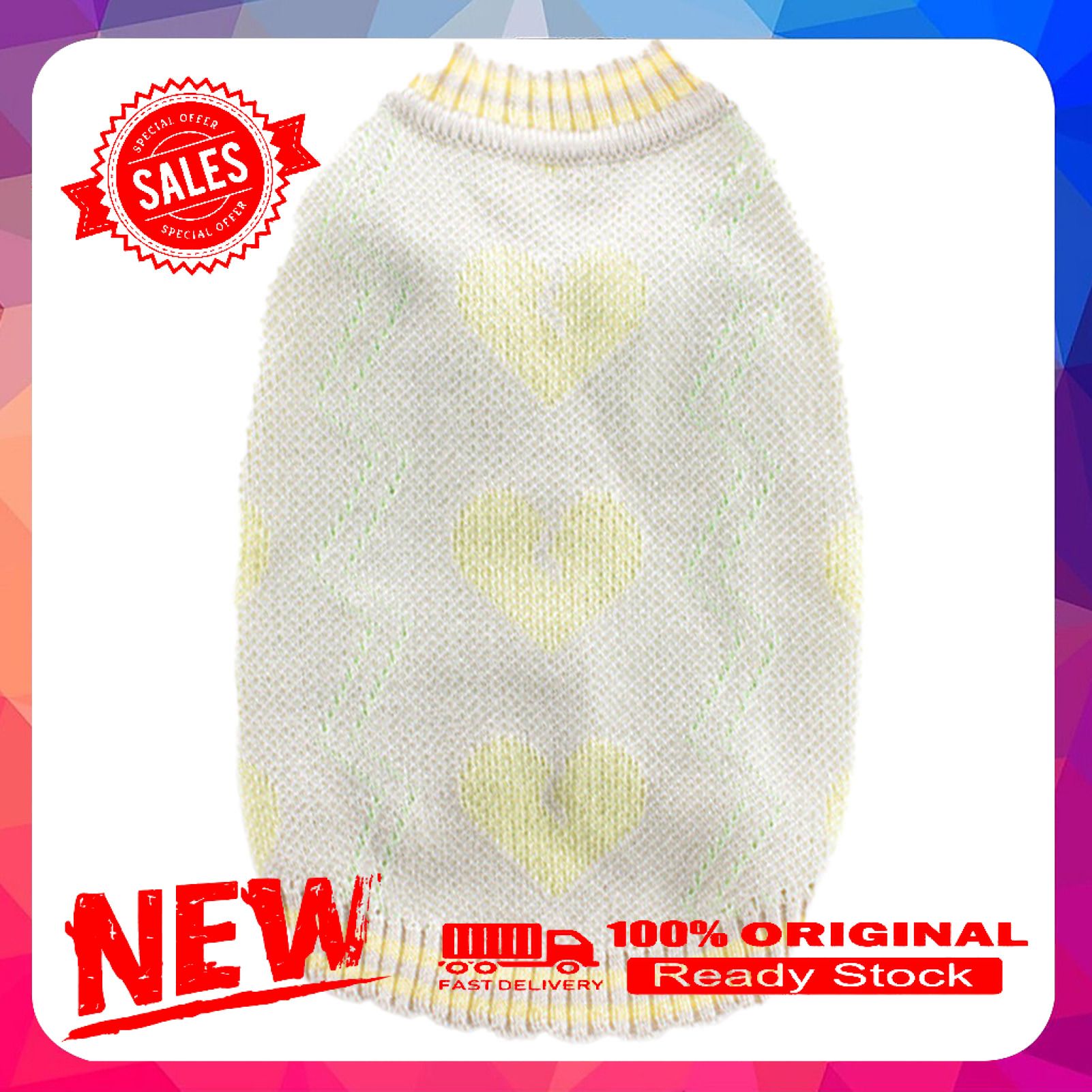 Pet Sweater Love-heart Pattern Dress-up Adorable Pet Dogs Cats Knitwear Cardigan Outfit for Teddy