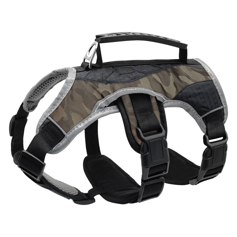 Reflective Nylon Large  Harness Mesh Padded  Training Vest Adjustable With Lift Handle For Labrador Golden Retriever
