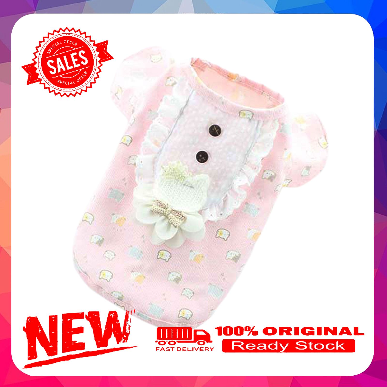 Vist Fox Pet Clothes Bowknot Design Easy-wearing Polyester Pet Dog Pajamas for Summer
