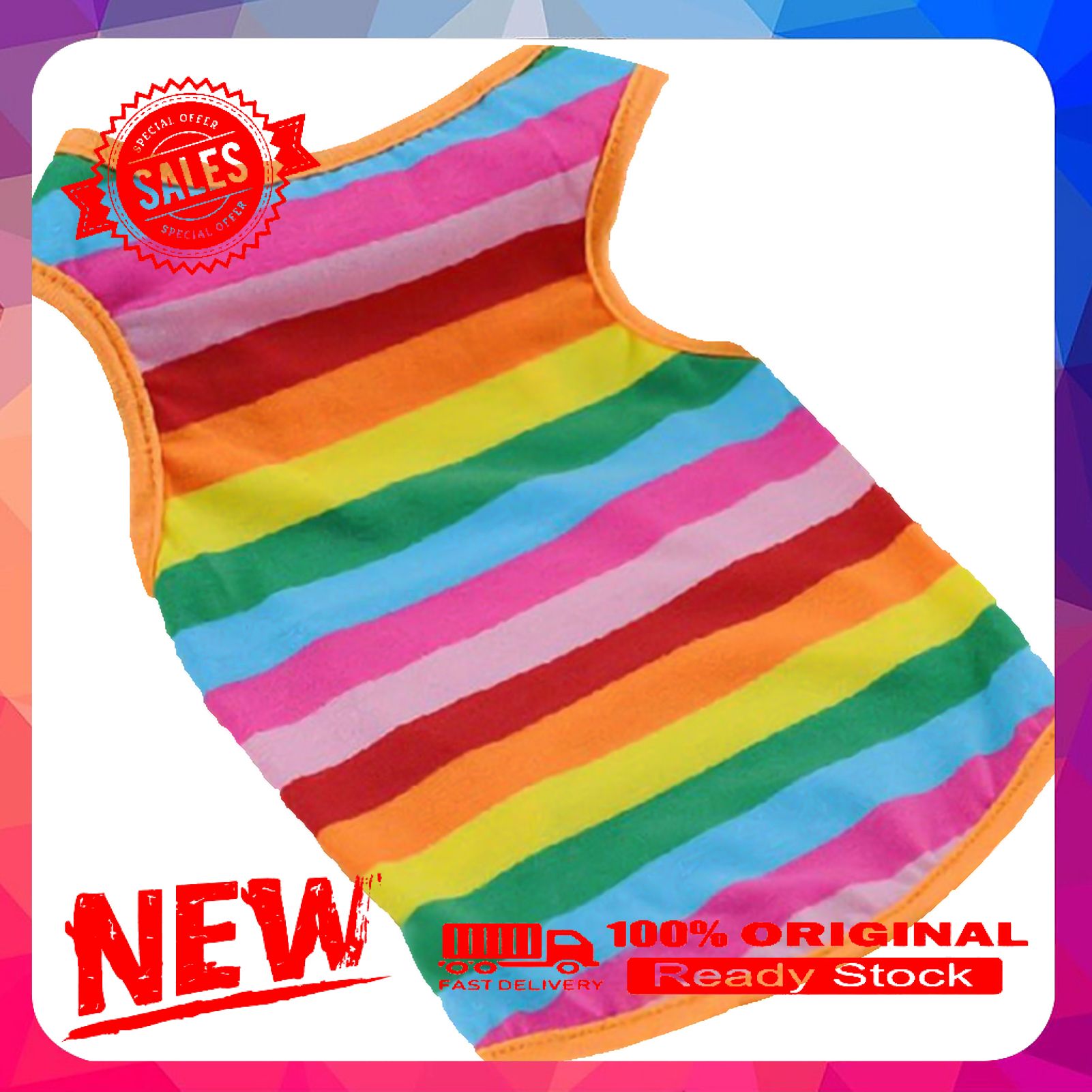 Vist Fox Pet Vest Breathable Pet Birthday Gift Cotton Soft Rainbow Color Dog Puppy Vest for Walking