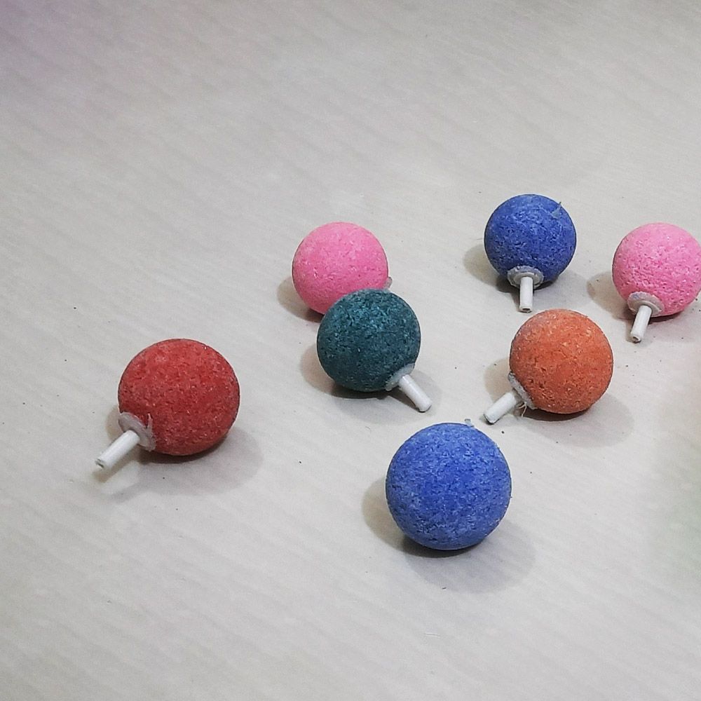 Aquarium Air Bubble Stone (2 Pieces to 50 Pieces) - Round Shape Medium Size (1.5 Inch) Multicolor Oxygen Bubble Stones for Freshwater/Saltwater Tanks