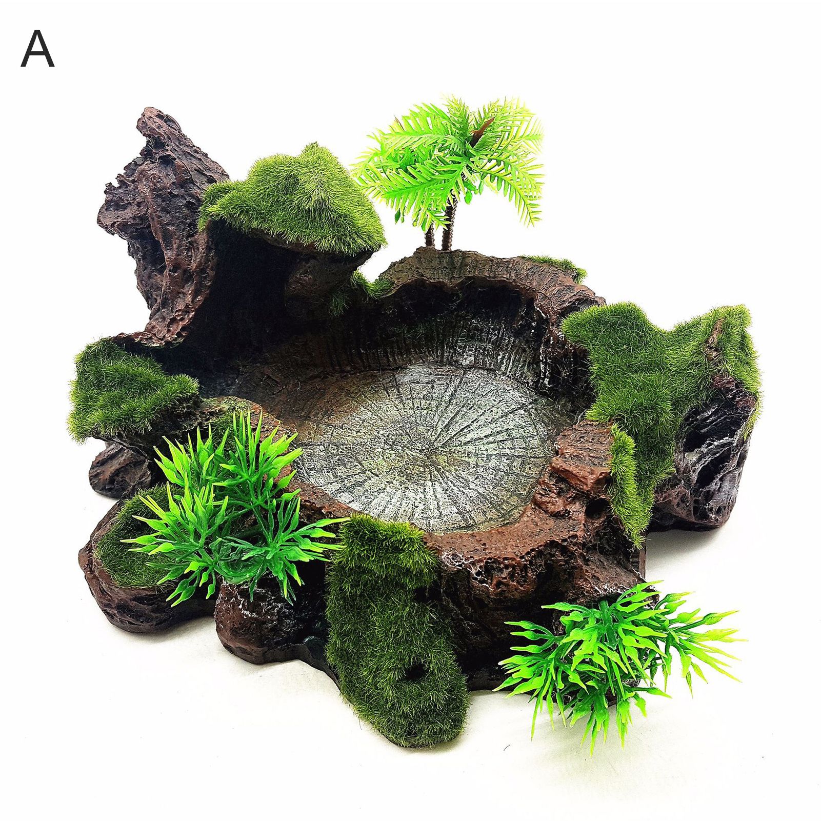 Aquarium Simulated Basin Turtle Lizard Climbing Pet Food Bowl Fish Tank Decor