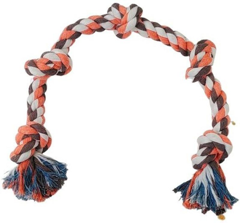Waago 5 Knot Rope Toy For Medium And Large Dogs, Multicolor- 65cm Cotton Chew Toy For Dog