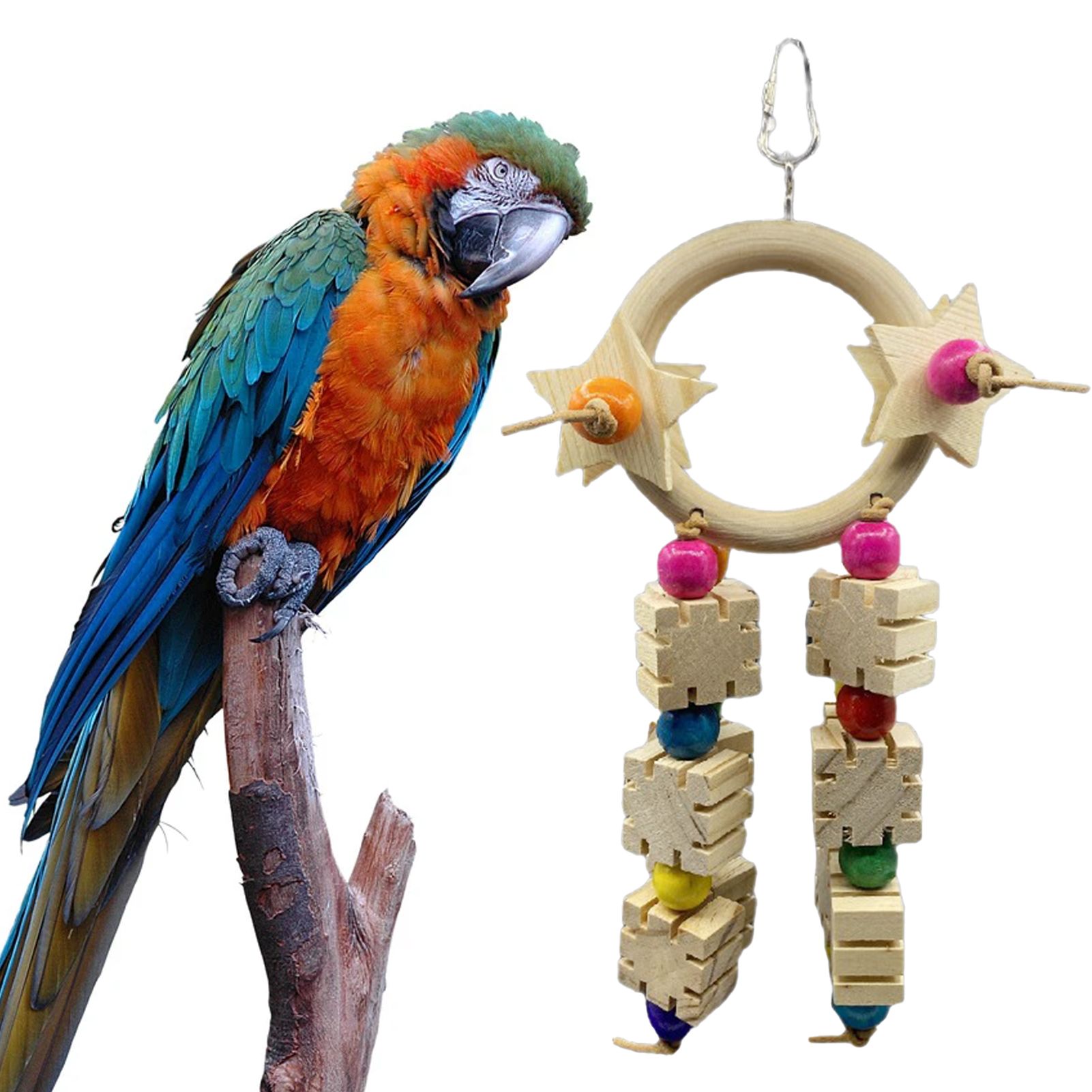 Parrot Toy Geometric Block Bite Resistant Wooden Pet Bird Parrot Chewing Toy Pet Product